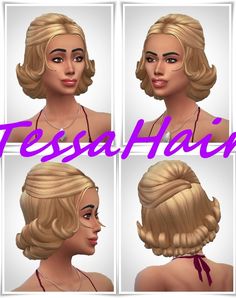 four different views of a woman's face with the words tressal hair on it