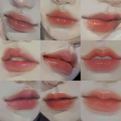 multiple images of lips with different shapes and colors, all showing the same amount of lipstick