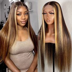 32inch Balayage Highlight Hair 13X4 Frontal Lace Wigs Straight Pre Plucked Human Hair Wigs Lace Wigs Straight, Highlight Wigs, Highlight Hair, Wigs Straight, Honey Blonde Highlights, Balayage Color, Cheap Human Hair, Natural Wigs, Colored Wigs