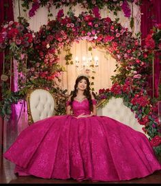 Hot Pink Quinceanera Dresses, Lace Quinceanera Dresses, Vestido Charro, Xv Dresses, Quince Themes, Dresses 15, Quinceanera Pink, Mexican Quinceanera Dresses, Quinceanera Themes Dresses