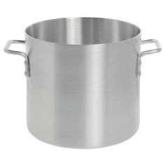 a large stainless steel pot with handles