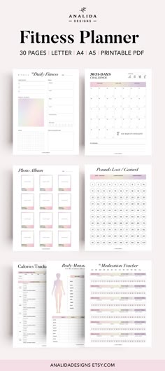 ♥ NEW HOLOGRAPHIC-THEMED FITNESS PLANNER - This functional and minimalist Fitness Planner bundle is great for improving your overall health. Make your goals a reality by tracking your progress, step by step. With these essential fitness planners, you will easily set your goals, meals, and workout. Record and plan your fitness journey with these beautiful templates Work Out Planner Template, Fitness Journal Tracker, Workout And Meal Planner, Diet Planner Template, Excersise Planner Free Printable, Fitness Book Cover Design, Workout Planner Template Aesthetic, Exercise Planner Printable Free