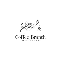 coffee branch logo with berries and leaves