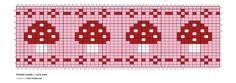 a cross stitch pattern with red mushrooms on it