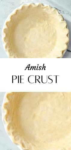 an amish pie crust on a white plate with the words amish written above it