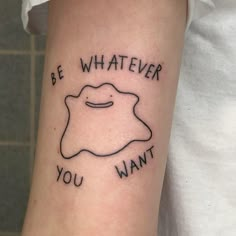 a person with a tattoo that says be whatever you want