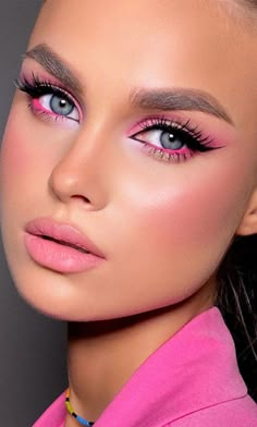 Pink Outfit Makeup, Pink Dress Makeup, Cowgirl Makeup, Rosa Make-up, Halloweenský Makeup, Pink Eyeshadow Look, Pink Eye Makeup, Barbie Makeup, Beauty Make-up