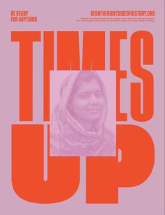 a poster with the words times up and a woman in a headscarf on it