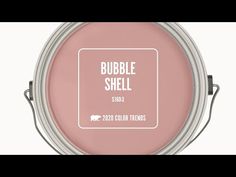 a pink paint with the words bubble shell in white on it and an image of a pig