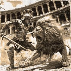 Gladiator Vs Lion, Gladiator Tattoo, Pixel Png, Spartan Tattoo, Warrior Tattoos, Lion Images, Greek Tattoos