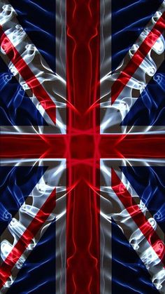 the british flag is shown in red, white and blue with an abstract design on it