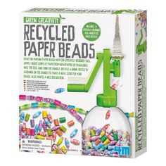 The 4M recycled paper beads Kit transforms paper strips into colorful, recycled works of art. The recycled paper beads Kit teaches the value of recycling in a hands-on way. Simply insert strips of paper into the tool and turn the handle to create decorative paper beads. Simply insert strips of paper into the tool and turn the handle to create decorative paper beads. The paper bead tool fits most plastic bottle designs. Detailed instructions for use and care are included. Recommended for ages 5 y Plastic Bottle Design, Paper Beads Diy, Make Paper Beads, Popular Crafts, Paper Bead Jewelry, Beading Tools, Jewelry Kits, Paper Jewelry, Bead Kits