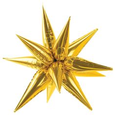 a gold star ornament on a white background with clippings to the side