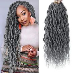 PRICES MAY VARY. Material: Curly faux goddess locs crochet hair with wavy ends, 100% synthetic fiber,locs crochet braids synthetic braiding hair for black women. Style: Goddess faux locs crochet hair braids.this faux Locs is a thicker texture style with wavy comb-through ends that are silky to touch, and lightweight to wear. Advantage:1.Hand-crafted for a beautiful look ,2. Pre-Looped crochet hair, Easy to install 3. easy to maintain, lightweight , that is effortlessly graceful, yet stand-out. S Black Braided Updo, Grey Hair Braids, Pre Looped Crochet Hair, Goddess Locs Crochet, Goddess Faux Locs, Short Afro Hairstyles, Faux Locs Crochet, Crochet Faux Locs, Synthetic Braiding Hair