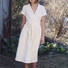 Never Worn No Flaws. Semi Sheer. Pockets. Will Steam Linen Wrap Dress, Cream Color, Dress To Impress, Steam, Wrap Dress, Womens Dresses, Cream, Women Shopping, Dresses