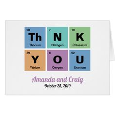 thank you card with colorful blocks and the words thank you in different languages on it