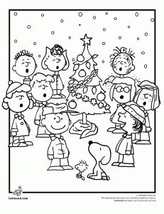 a black and white drawing of children around a christmas tree