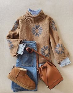 Mode Boho, Jacquard Sweater, Knitted Pullover Sweaters, Fall Winter Outfits, Fall 2024, Work Outfits