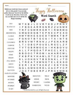 a halloween word search for kids