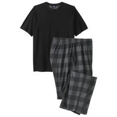 Kingsize Men's Big & Tall Jersey Knit Plaid Pajama Set Pajamas.KingSize takes comfort seriously and this jersey knit plaid pajama set plays no games. This set is made up of a short-sleeve t-shirt and open bottom pants that are both made from a soft, lightweight cotton blend.Roomy fit Short-sleeve crewneck t-shirt and open bottom pants Pants: covered elastic waistband, faux fly, side seam pockets Cotton/polyesterMachine wash; imported Big top length approx. 33"Tall top length approx. 35"Big insea Knit Plaid, Men Loungewear, Plaid Pajama, Plaid Pajamas, Big Clothes, Big And Tall Outfits, Foto Ideas Instagram, Loungewear Sets, Mens Pajamas