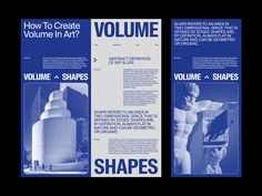 an article in the shape of a magazine about shapes and how to create volume in art