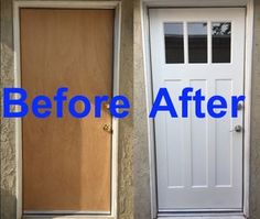 before and after pictures of a front door