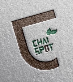 the logo for chai spot is shown in green and brown letters on a white background