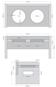 two sinks are shown with measurements for each sink