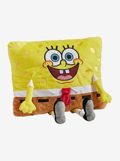 a spongebob pillow sitting on top of a white floor