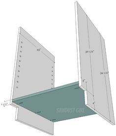 the side view of an open door with measurements for the bottom section and top portion