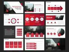 a set of presentation templates with red and black colors for business presentations royalty illustration