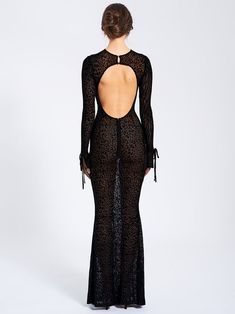 Introducing our latest, Waylynn, a show-stopping sheer animal print velvet burnout cheetah print maxi dress. This iconic long sleeve dress boasts a sexy open back with silver shank button closures at the back neck. The sleeves feature a stylish flare and ribbon tie detail. This design also features a flattering mermaid silhouette that hugs your shape in all the right places. Crafted from high-stretch velvet burnout mesh, its unlined and semi-sheer look exudes sensuality. The invisible zipper at Makeup Looks Spring, Bear Oc, Day Out Ideas, Spring Makeup Looks, Gothic Style Fashion, Sadie Kane, Outfits Show, Dark Fits, Satin Corset Dress