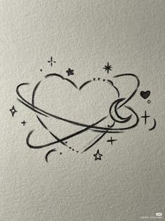 a drawing of a heart with stars on it