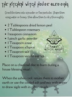 Kitchen Witch Sayings, Hearth And Home Witchcraft, Kitchen Witch Blessing, Hearth Witchcraft, Kitchen Witch Altar, New House Cleaning, Spells For Halloween, Wiccan Tips, Hearth Kitchen