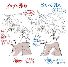 an anime character's face with different expressions