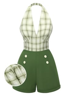 30-70% OFF✓ Fast Shipping✓Retro Stage’s Green 1950s Windowpane Plaid Halter Romper blends vintage style with modern chic. The windowpane plaid and halter design create a sophisticated, retro-inspired look that’s perfect for any stylish summer event. Retro Outfits 50s, 1950s Romper, 50s Style Outfits, Decades Fashion, Retro Stage, 50s Outfits, How To Wear Ankle Boots, Vintage Fashion 1950s, 1950s Outfits