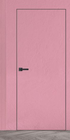 Primed Door Example For Plastering In Pink Frameless Belldinni Modern Door | Buy Doors Online Type Of Doors, Space Door, Modern Interior Door, Frameless Door, Pocket Door Hardware, Pink Door, Concealed Hinges, Modern Door, Wood Fiber