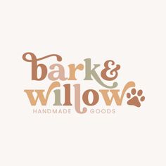 the logo for bark and willow handmade goods, which is designed to look like an animal