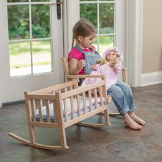 Eli & Mattie Doll Rocker and Cradle Bunk Bed Accessories, Baby Doll Crib, Baby Doll Furniture, Toy Furniture, Kids Rocker, Sway Back, Wooden Rocker, Baby Doll Bed, Doll Cradle