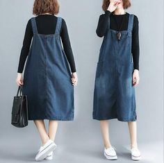 Trendy Fashion New Fashion Women's Loose Jean Dress Suspender Denim Overall Bib Dress Pinafore, women's dresses Straight Pinafore Dress, Adult Dresses Casual, Loose Jumper Dress, Pinafore Dress Pattern Adult, Pinafore Dress Pattern Ladies Free, Cord Pinafore Dress Pattern, Flannel Pinafore Dress, Denim Suspenders, Bib Dress