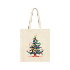 a tote bag with a christmas tree on it