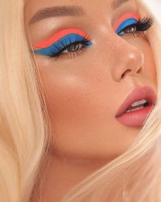 Soft Neon, Neon Makeup, Make Up Inspiration, Colorful Eye Makeup, Creative Eye Makeup, Creative Makeup Looks, Eye Makeup Art, Editorial Makeup, Blue Eye Makeup