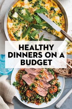 healthy dinner on a budget with text overlay