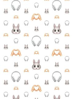 an animal pattern with headphones and ears on it's face, as well as the