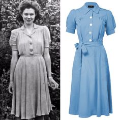 Vintage Work Dress, 1940s Shirt Dress, 1940s Wartime Fashion, Vintage Outfits 40s 1940s Style, 40s Dresses Vintage, Wartime Fashion, 1940s Clothes