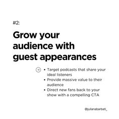 an ad with the words grow your audience with guest appearance