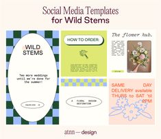 the social media templates for wild stems are available in several different styles and colors