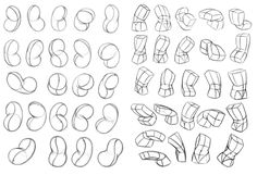 the steps to draw different shapes in one drawing lesson, including letters and numbers that appear to be drawn by hand