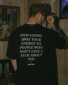 STOP GIVING AWAY YOUR ENERGY OVERSIZED GRAPHIC TEE 6.5oz 100% cotton oversized fit with a vintage feel screen printed graphic knitted, sewn, dyed and printed in the USA pre-shrunk style wash cold and hang dry to maintain premium quality reminder: stop giving away your energy to people who don't give a fuck about you Bye Instagram, Oversized Graphic Tee, S Aesthetic, Badass Women, Bold Graphics, Edgy Outfits, Lifestyle Brand, Tee Shop, Vintage Tees