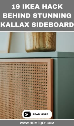 a close up of a radio with text overlay reading 19 ikea hacks behind stuinn's kallax sideboard